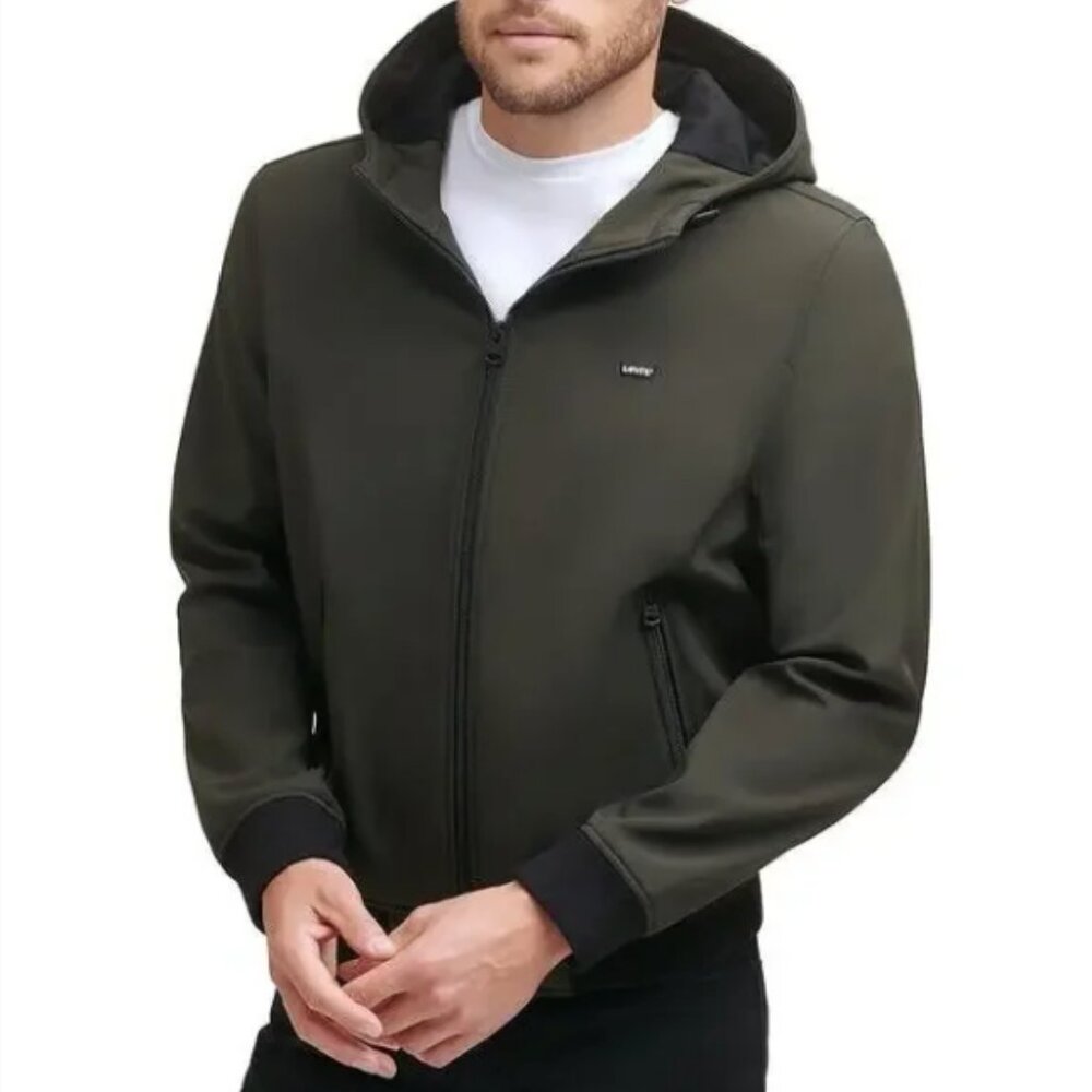LEVIS Hooded Softshell Full Zip Bomber Jacket